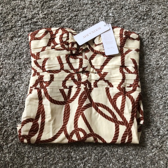 NWT Shona Joy Mouillage Linen Strapless Cut Out A Line Midi Dress - Picture 4 of 7